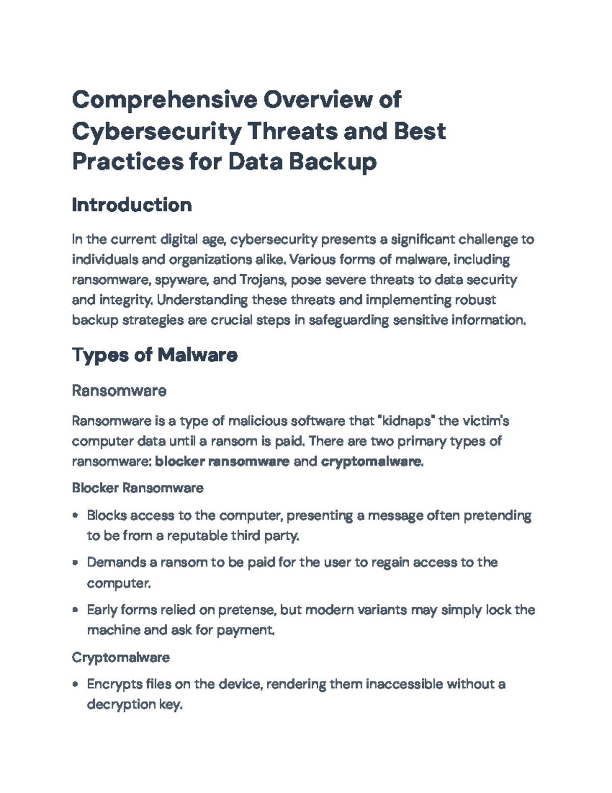 Cybersecurity Threats and Data Backup Strategies: A Comprehensive Guide ...