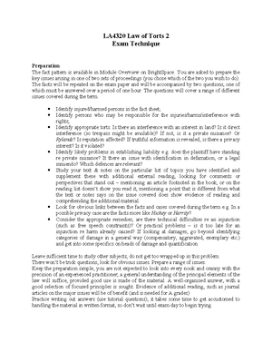 LA4320 Law of Torts 2 Spring 2024 Exam Facts and Discussion Points ...