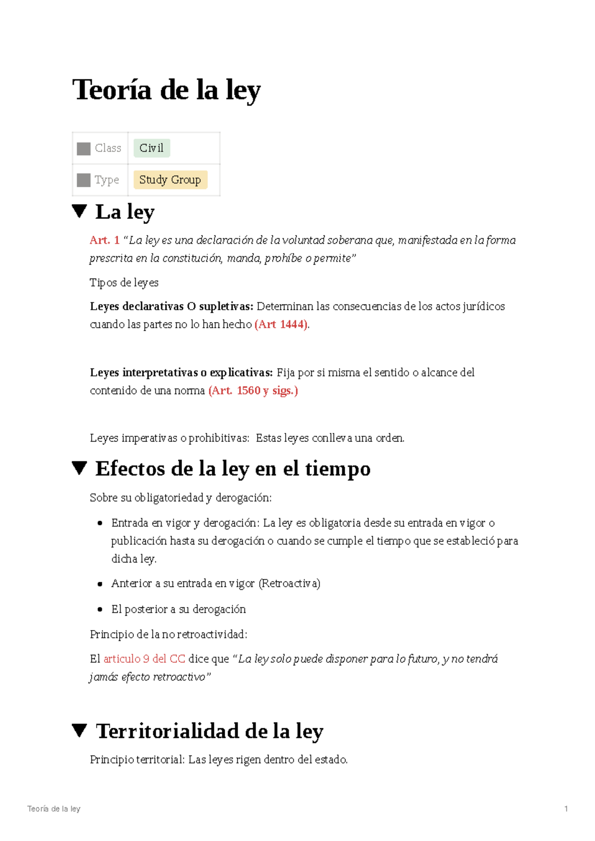Teoría de la Ley: Apuntes de Derecho Civil I - Studocu