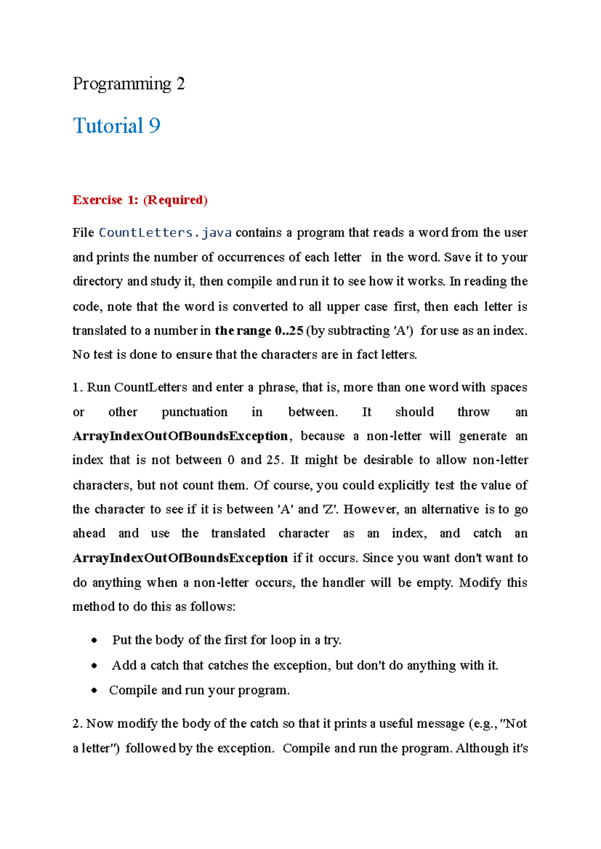 Tutorial 9 - Programming 2 Tutorial 9 Exercise 1: (Required) File ...