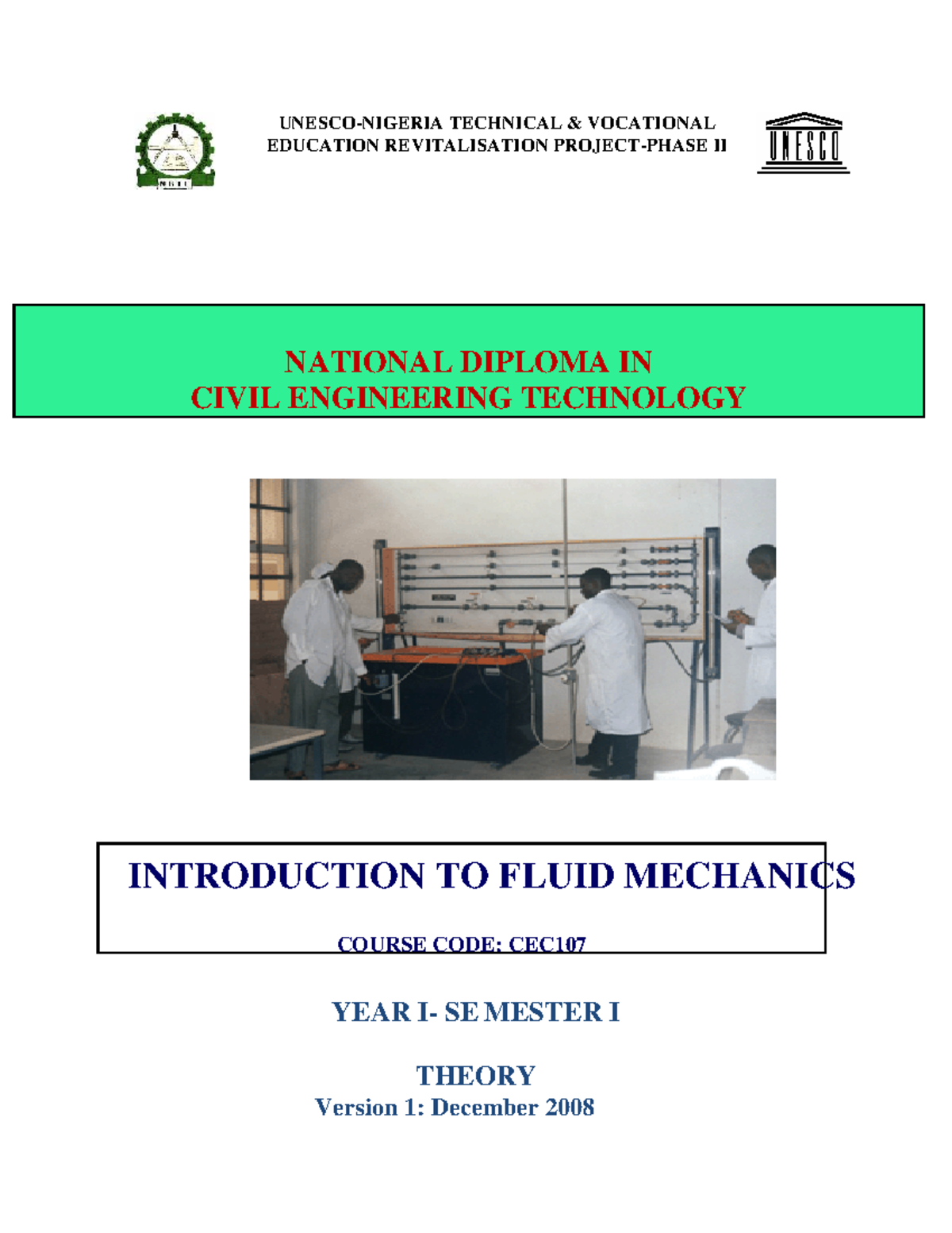 Introduction to Fluid Mechanics (CEC 107) - Course Overview and Content ...