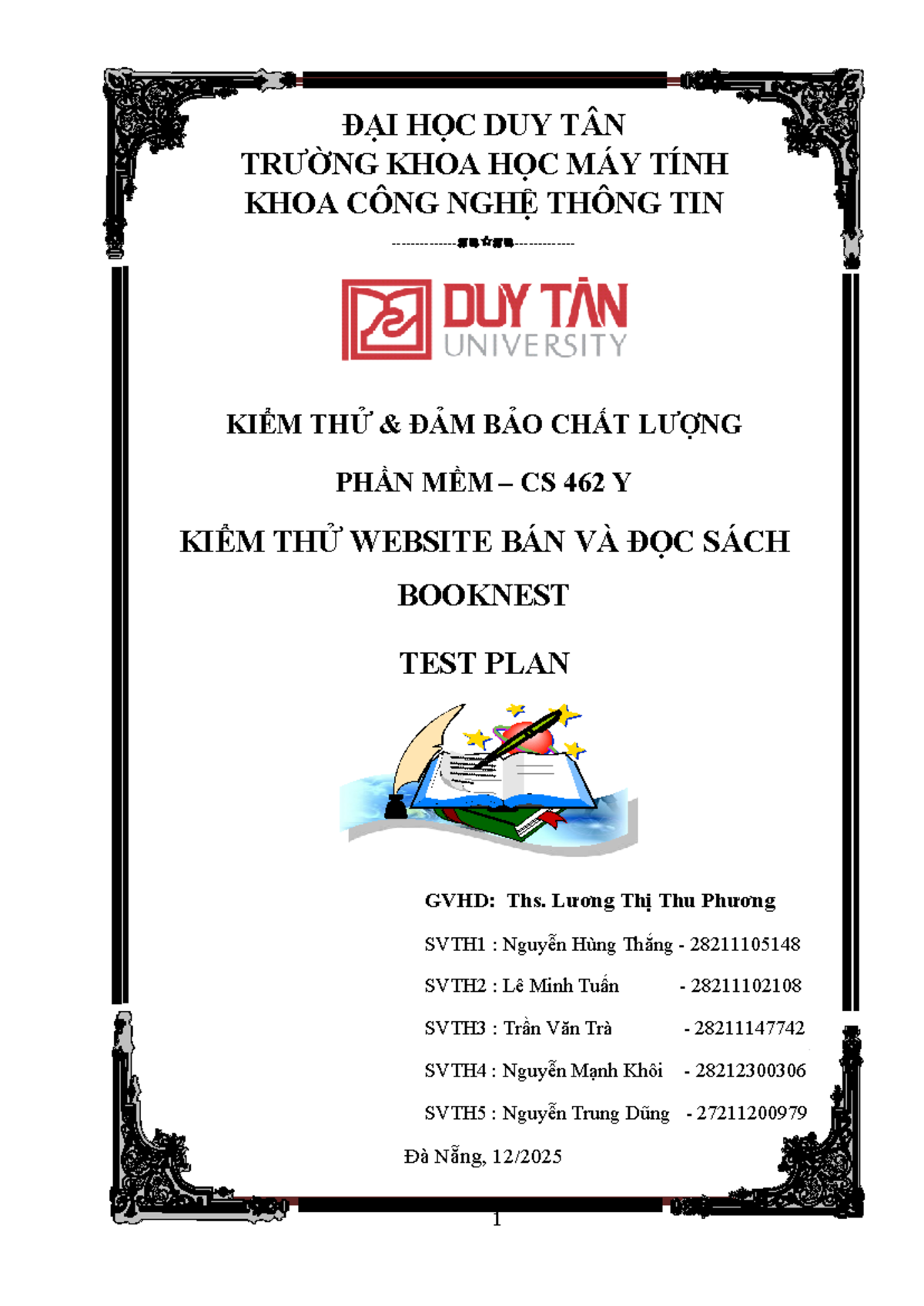 [CS 462] Test Plan - Kiểm thử Website BookNest - Studocu