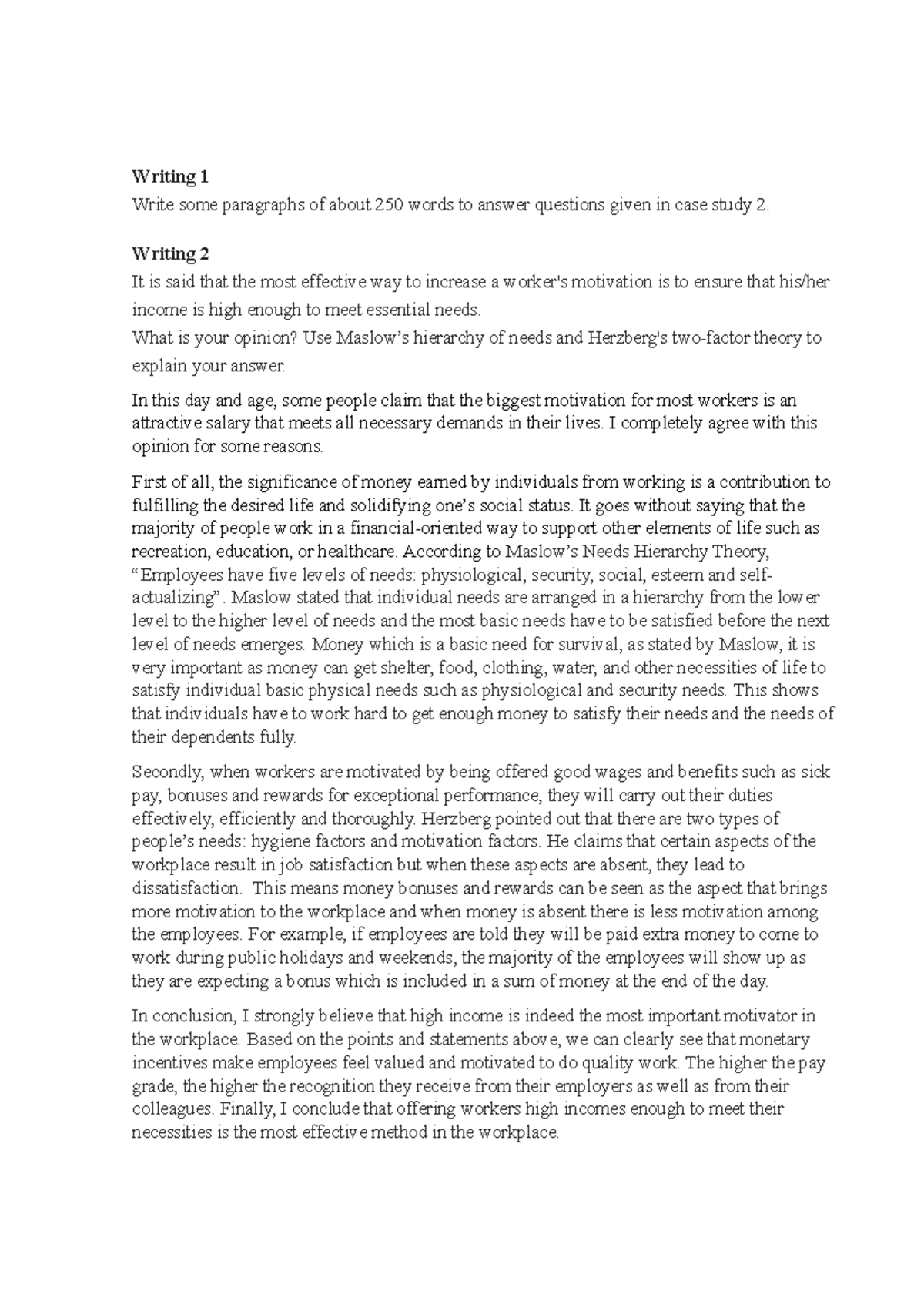 Writing Unit 2 - TACN - Writing 1 Write some paragraphs of about 250 ...