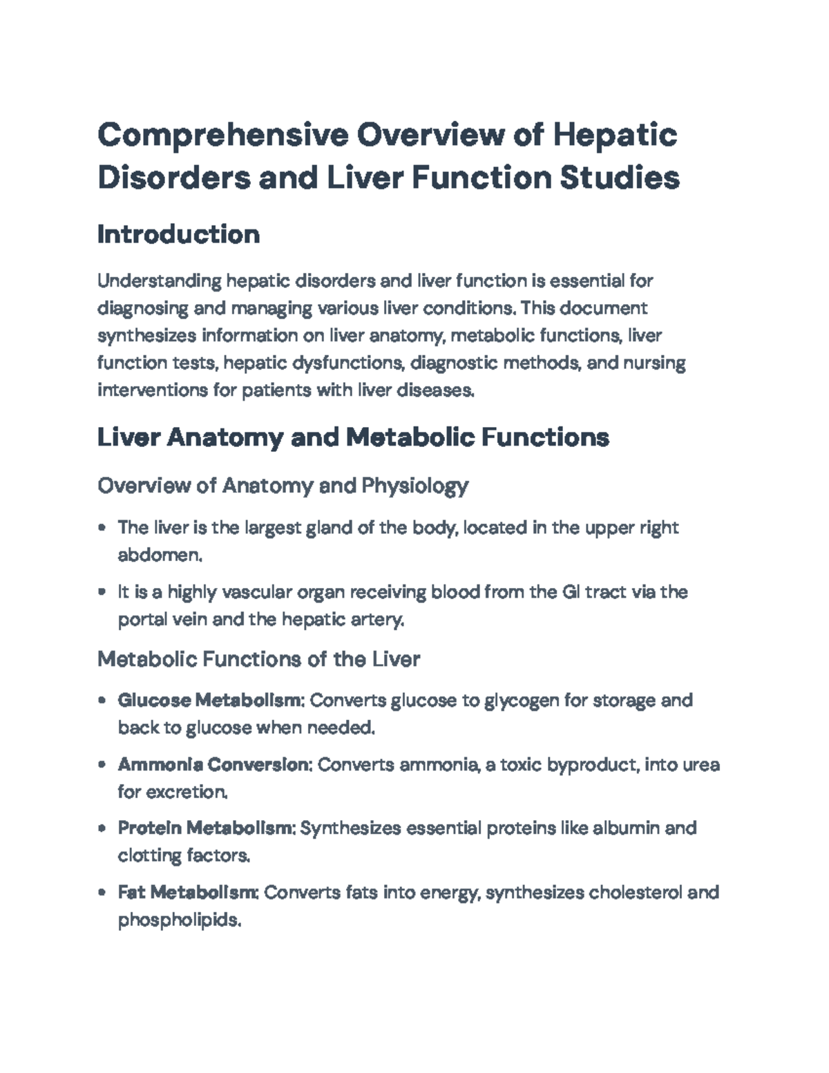 Comprehensive Review of Hepatic Disorders & Liver Function Studies ...