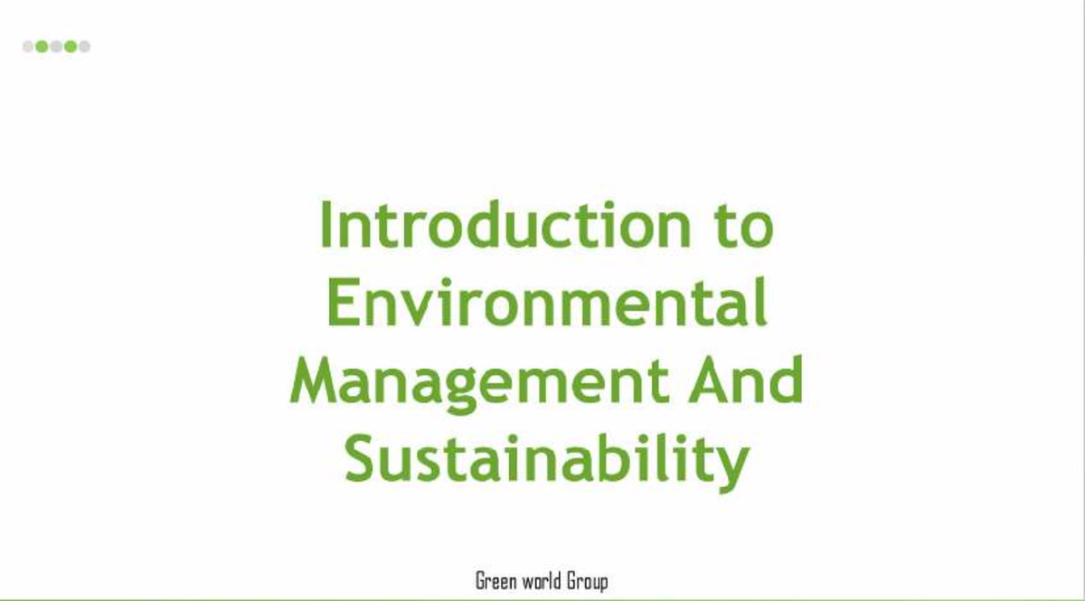 ENV 101: Intro to Environmental Management & Sustainability Notes - Studocu