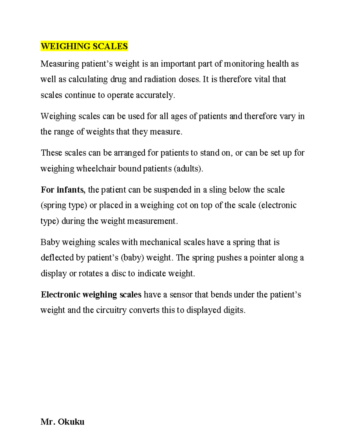 Weighing Scale Machine: Understanding Types and Accuracy - Studocu
