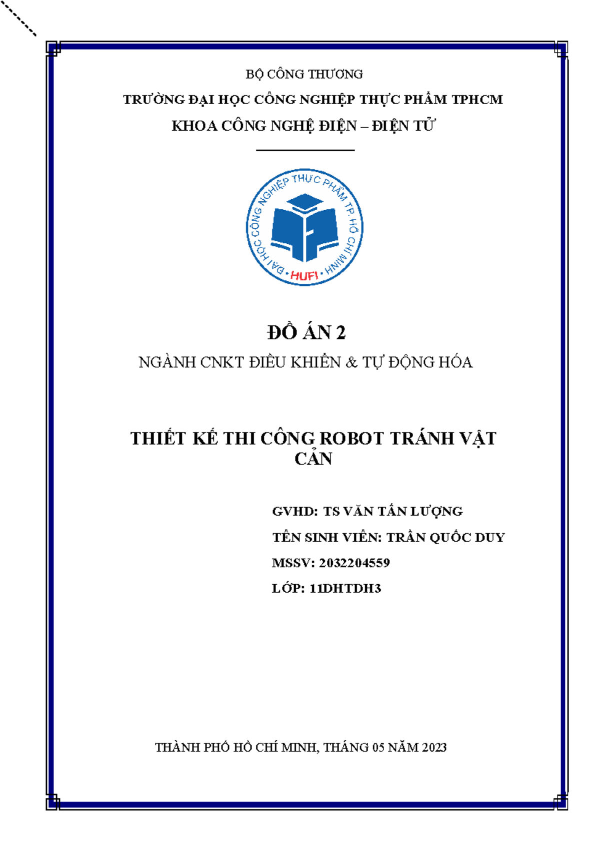 BAO CAO D AN 2 D TAI THIT K THI CONG - THÀNH PHỐ HỒ CHÍ MINH, THÁNG 05 ...