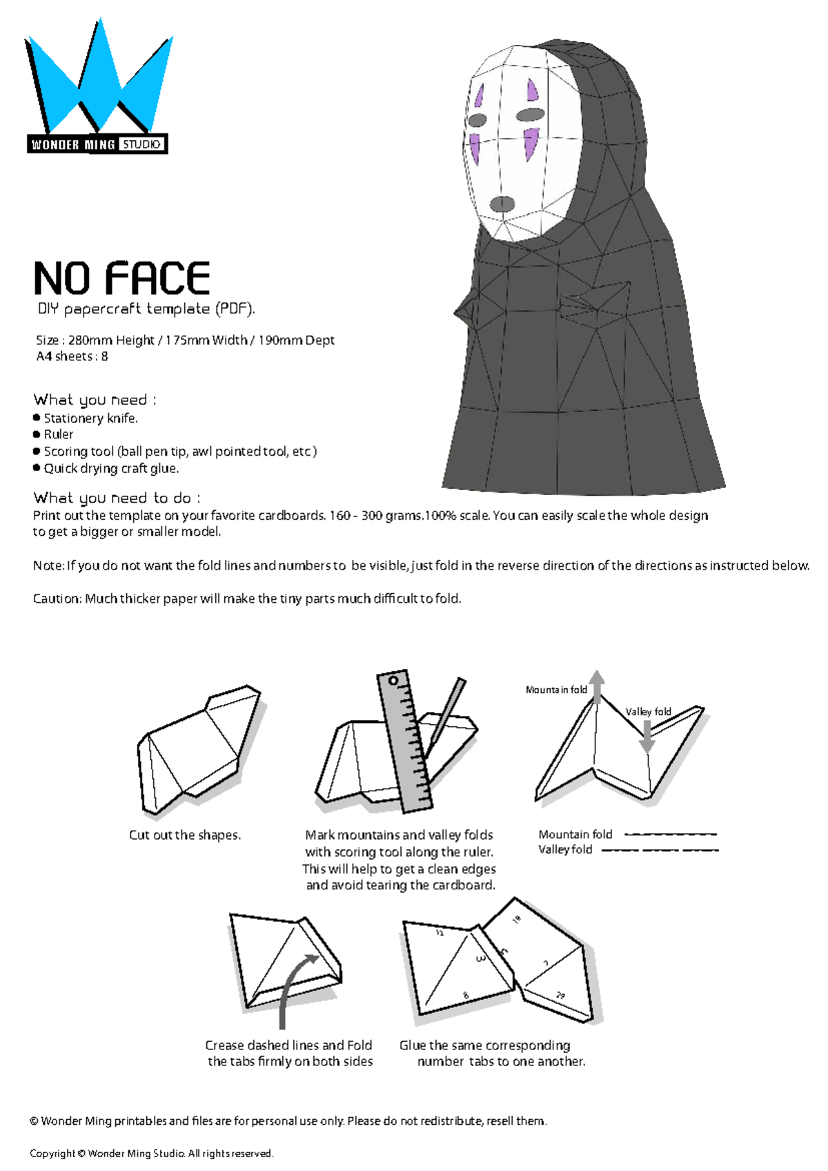 W O N D E R M I N G STUDIO NO FACE DIY Papercraft Template (PDF) - Studocu