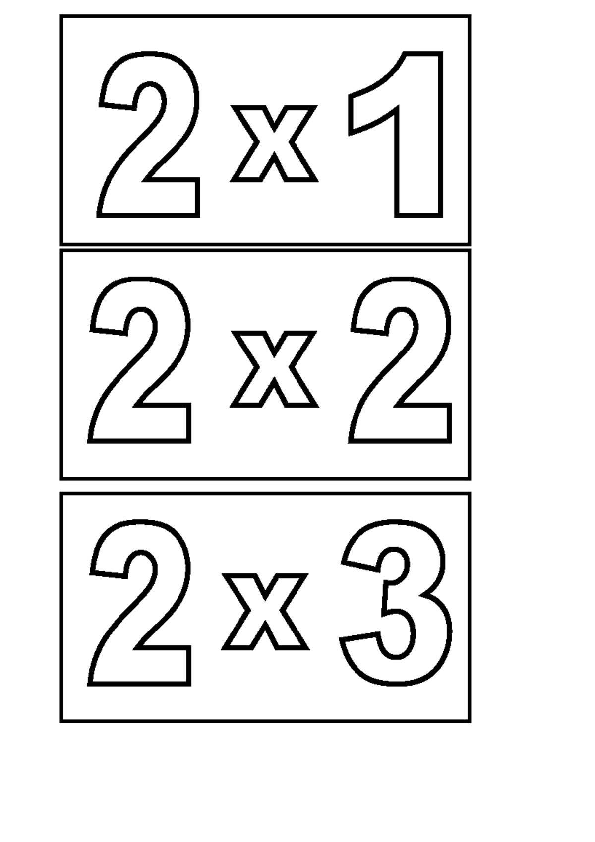 Tarjetas de las multiplicaciones 1 - matematica - 2x1 2x2 2x3 2x1 2x2 ...