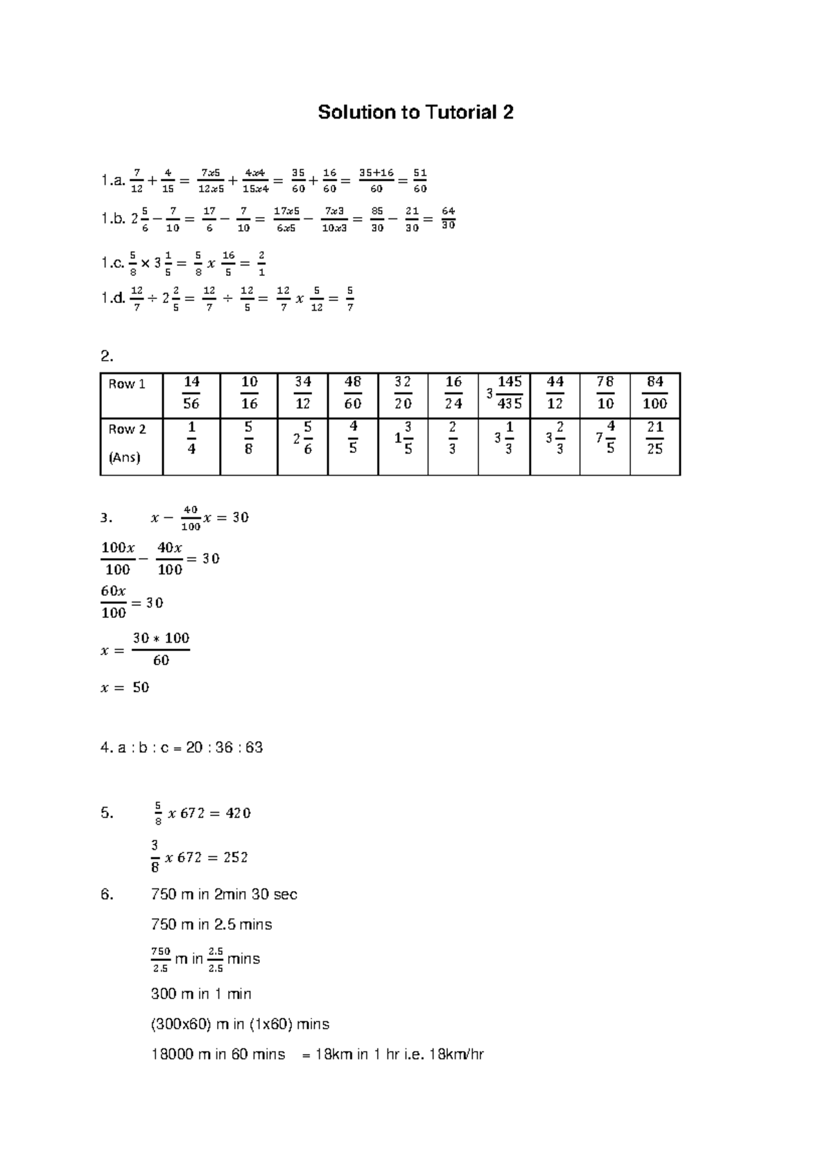 Solutions for Tutorial 2 - Math Concepts and Calculations - Studocu