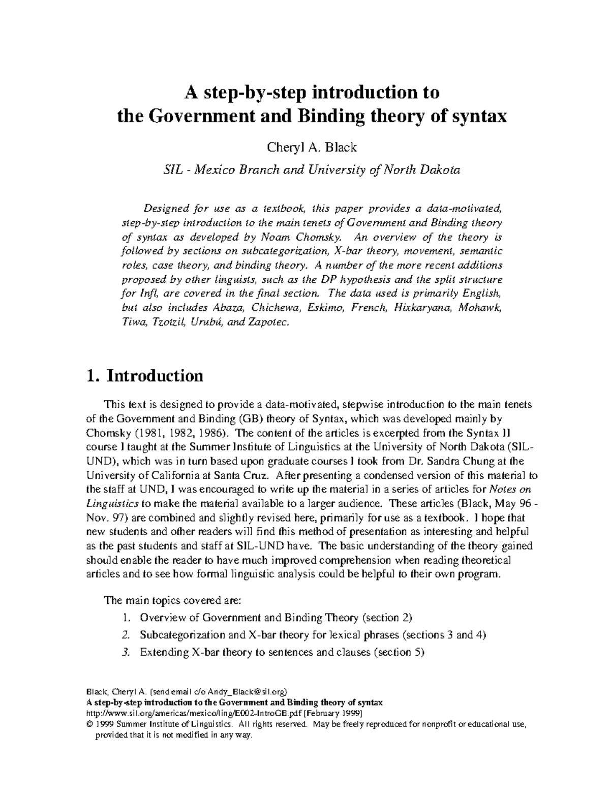 Step-by-Step Guide to Government and Binding Theory of Syntax (LING101 ...