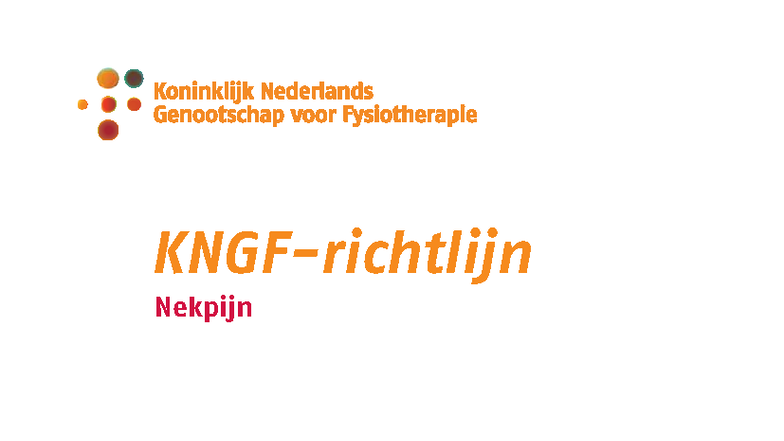 KNGF Praktijkrichtlijn: Diagnostiek en Behandeling van Nekpijn ...