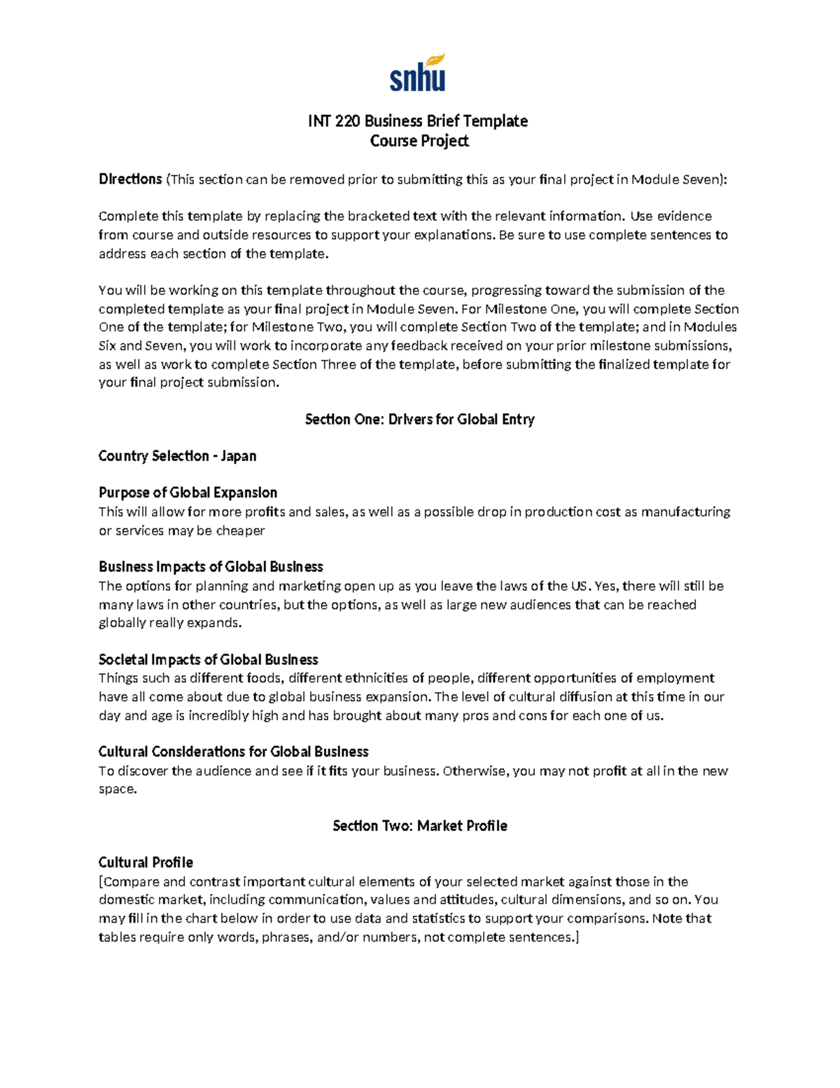 module 2 assignment - INT 220 Business Brief Template Course Project ...