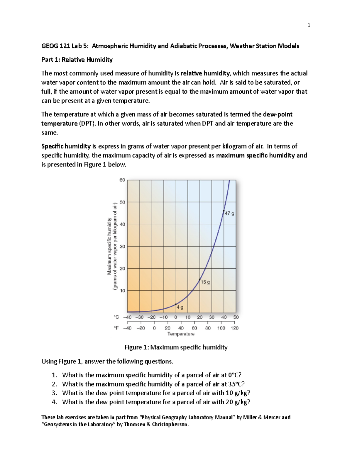 GEOG 121 Lab 5: Humidity, Adiabatic Processes & Weather Station Models ...