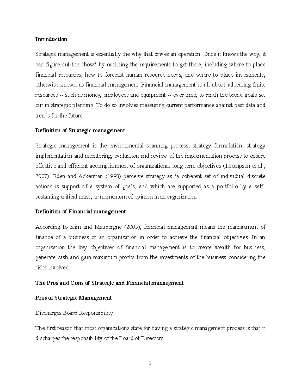 Strategic Management WORK -Scola - Introduction Strategic management is ...