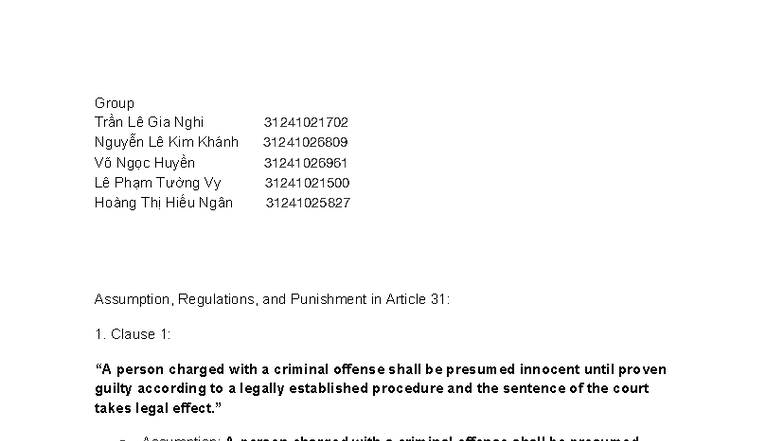 Article 31 - Assumptions, Regulations & Punishments Overview - Studocu