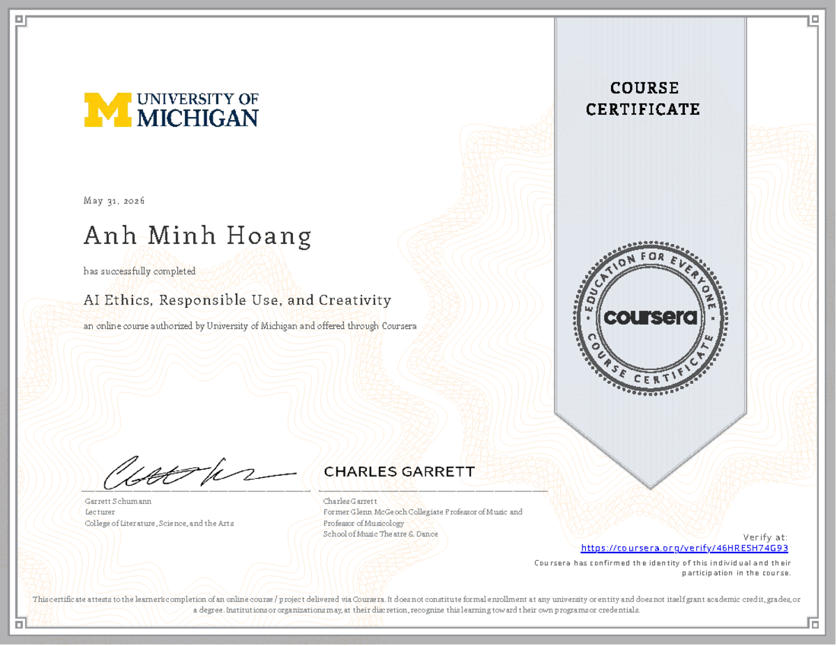 AI Ethics Course Completion Certificate - ESH74G93 - Studocu