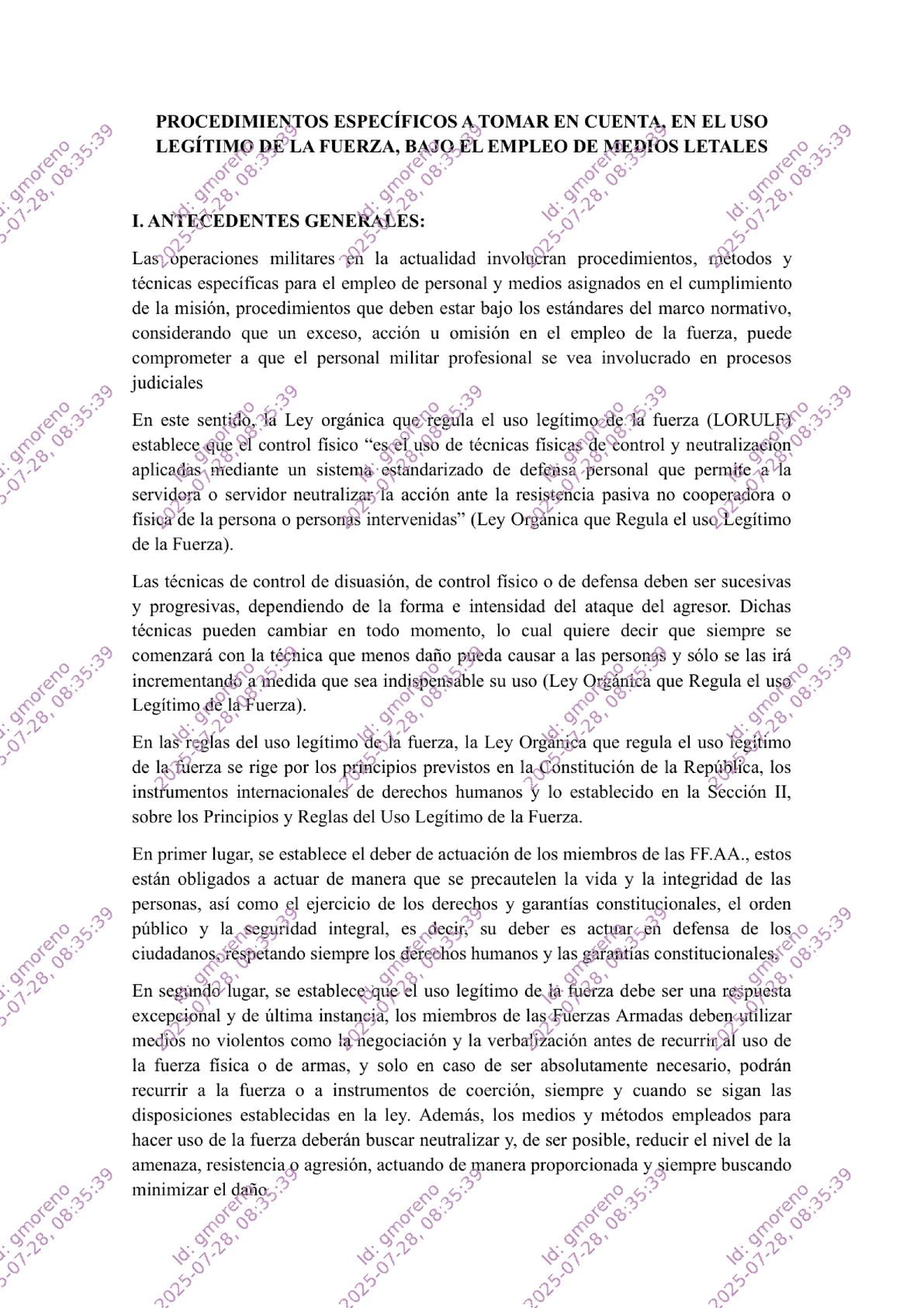 Procedimiento para el Uso Legítimo de la Fuerza 978,08,3539 28 - Studocu