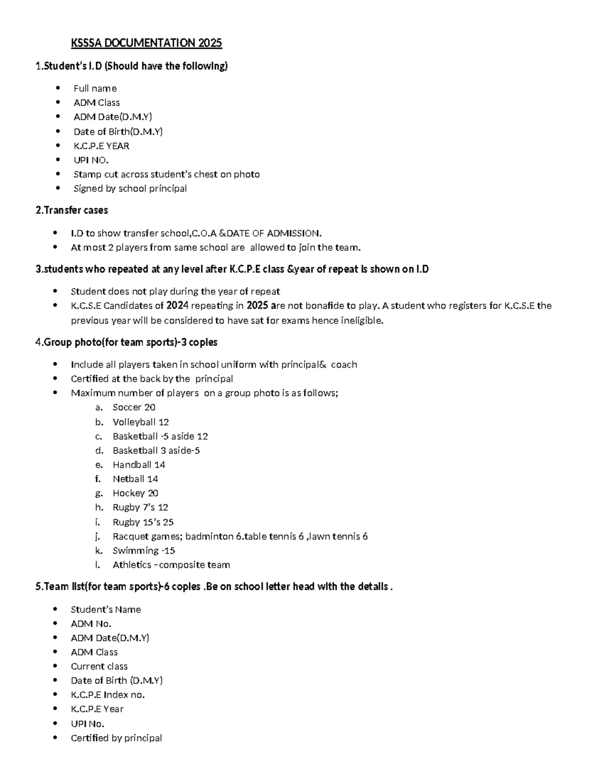 ADM Documentation for Sports Team Eligibility & Requirements 2025 - Studocu