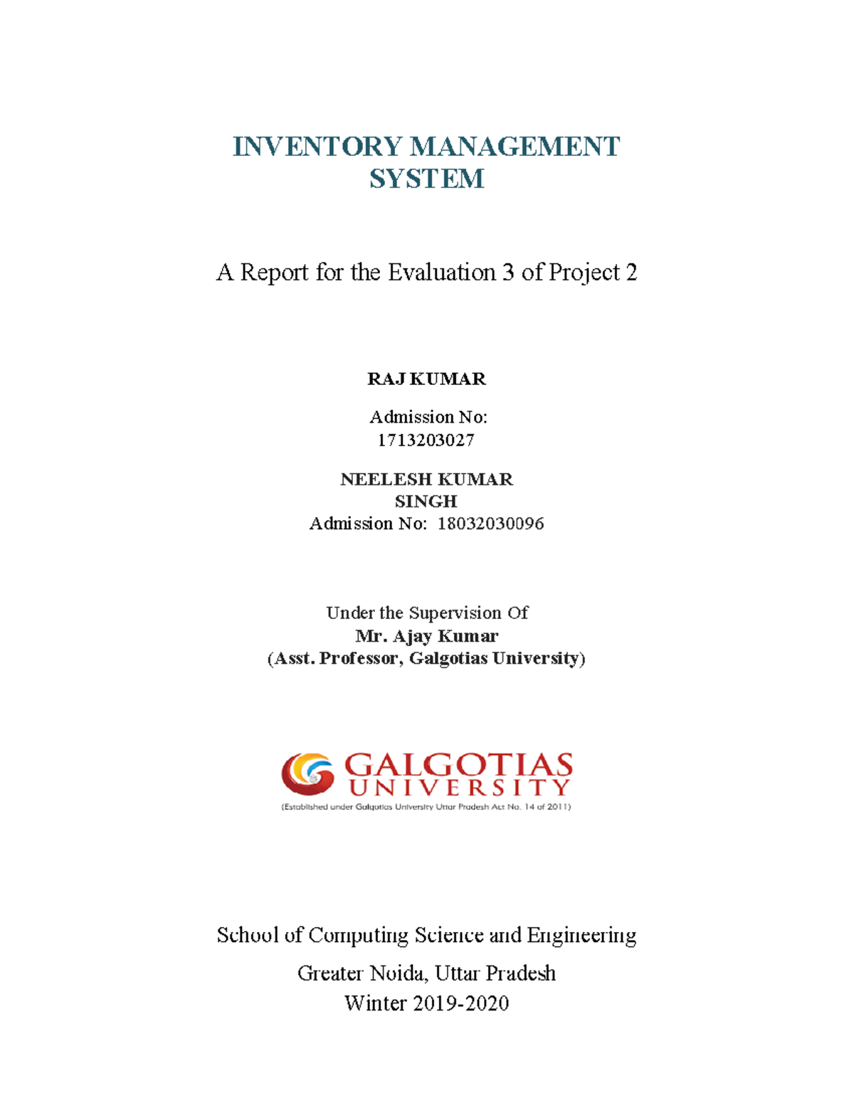 1713203027 Inventory Management System Final Project Report - Studocu