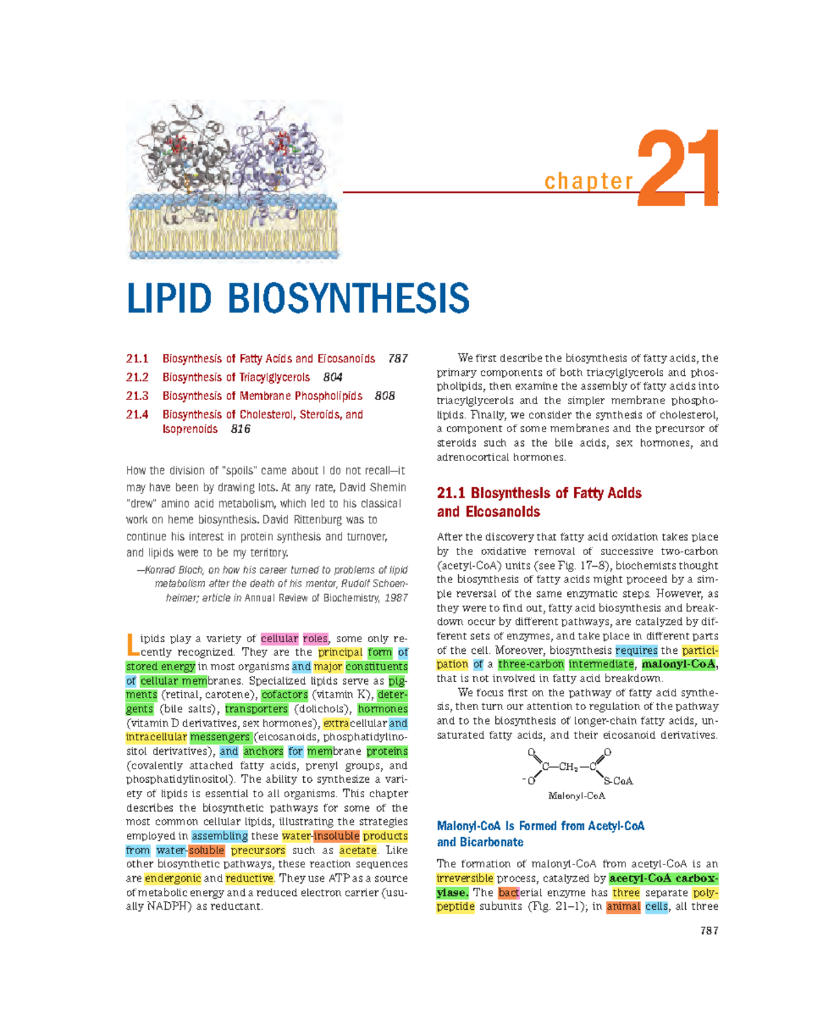 Chapter 21: Detailed Study of Lipid Biosynthesis Mechanisms - Studocu