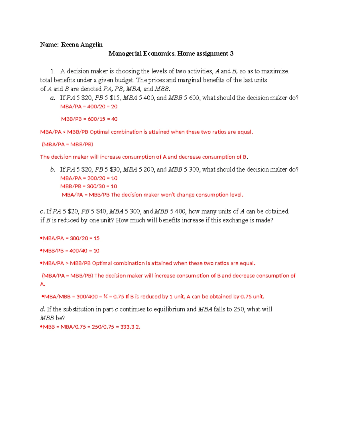 Part 2 - Home Assignment Analysis of Equilibrium and Surpluses - Studocu