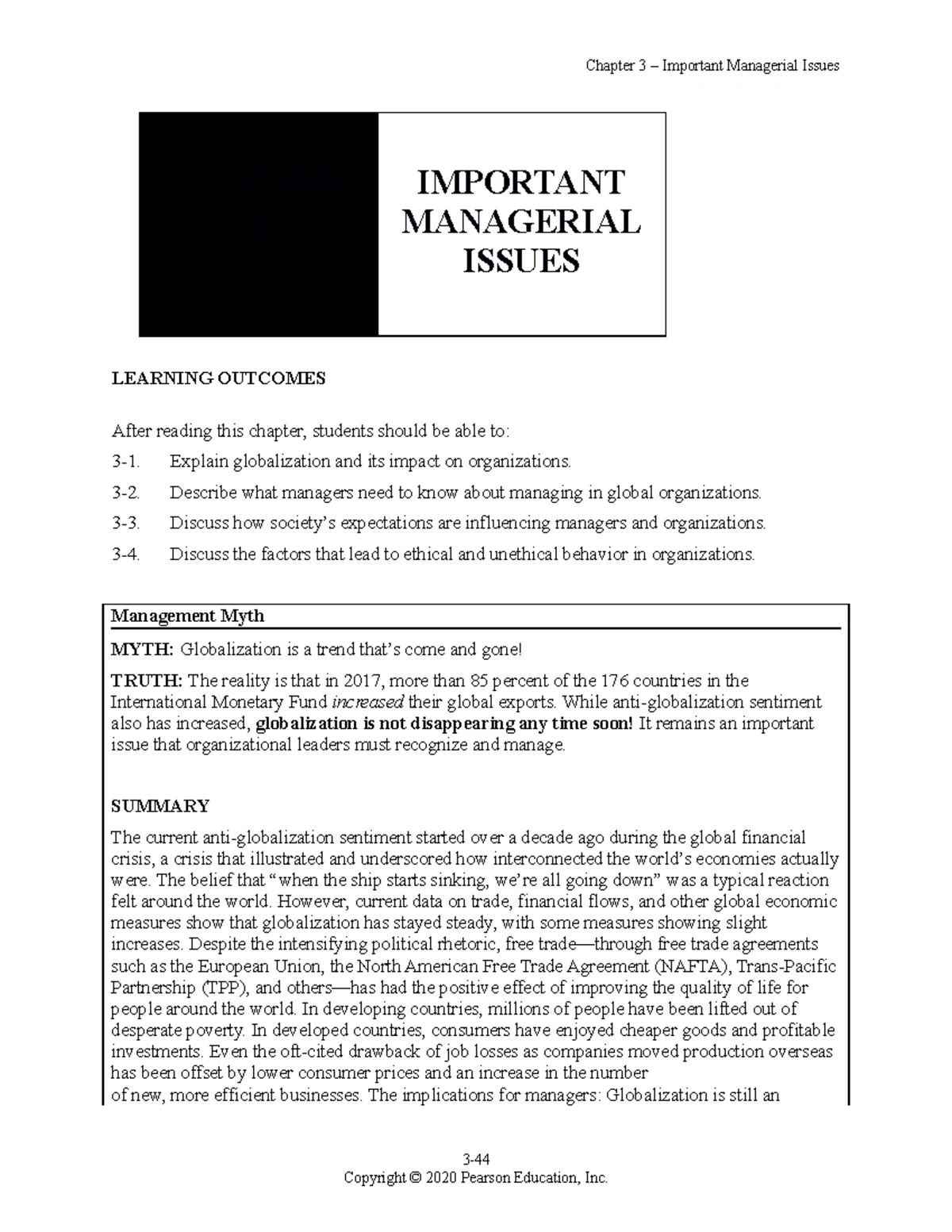 Robbins MGT 101 Chapter 3: Globalization & Ethical Management Issues ...