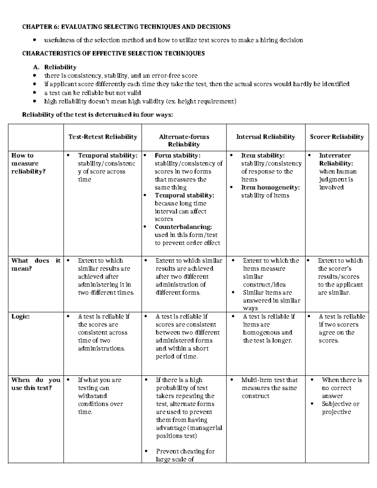 Chapter 4 - Employee Selection Notes from Aamodt's I/O Psychology 8th ...