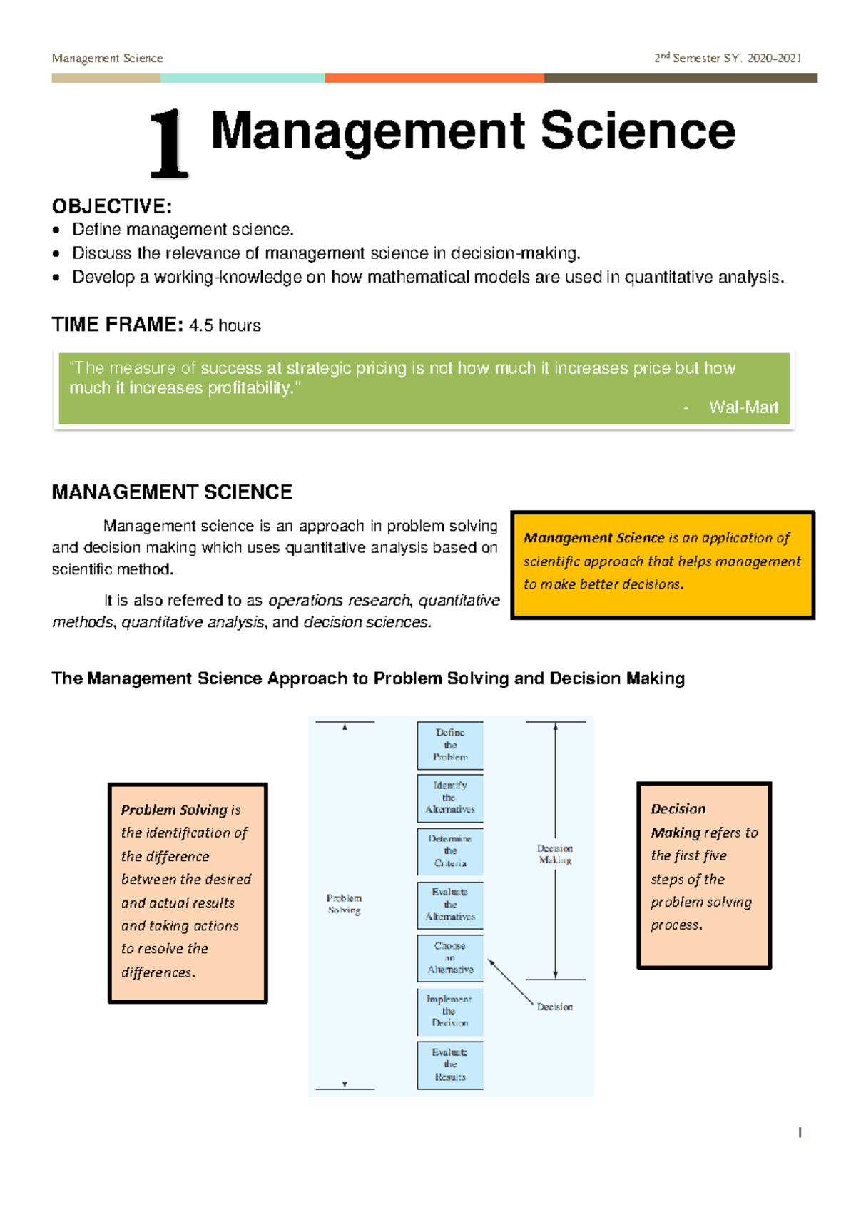 Chapter 1: Introduction to Management Science (MGT 101) - Studocu