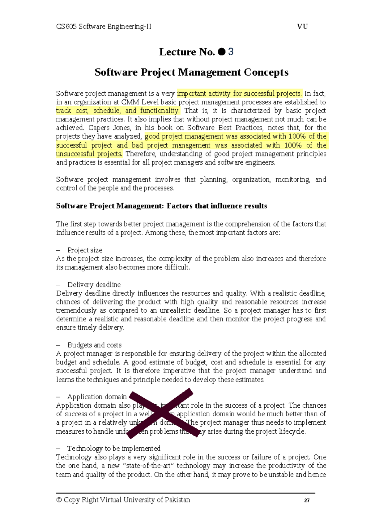 SE Lec-3 Software Project Management - Lecture No. 6 Software Project ...