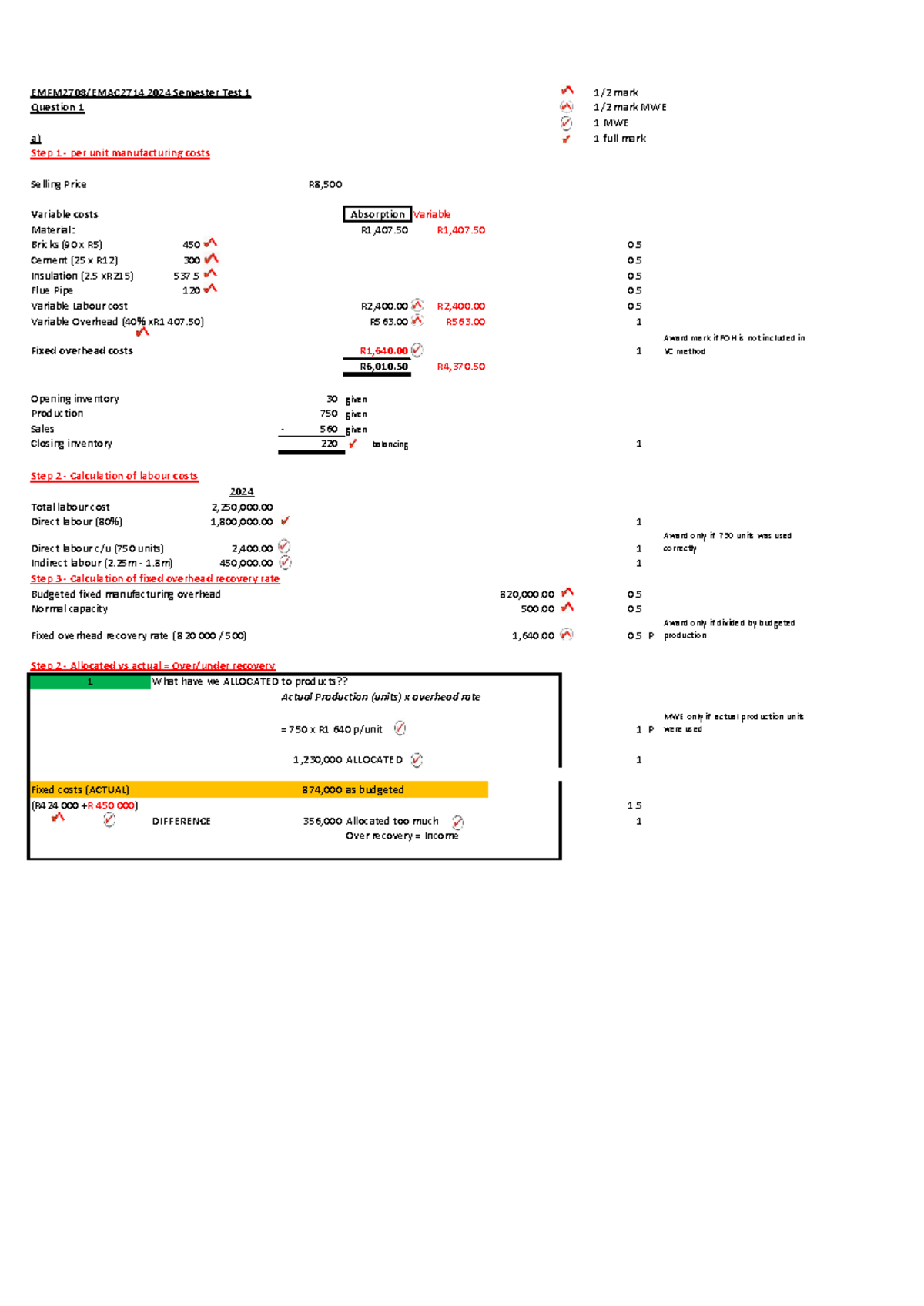 EMFM2708 EMAC2714 2024 Semester Test 1 Final Memo Analysis - Studocu