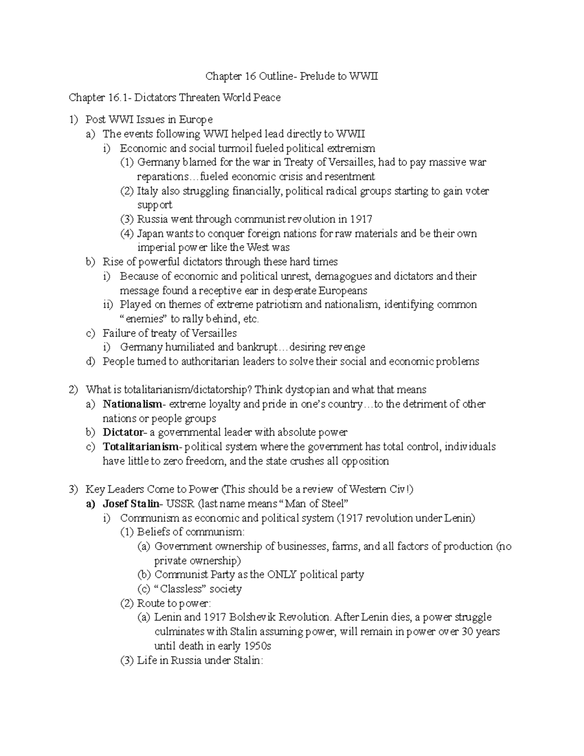 Chapter+16+Completed+Outline - Chapter 16 Outline- Prelude to WWII ...