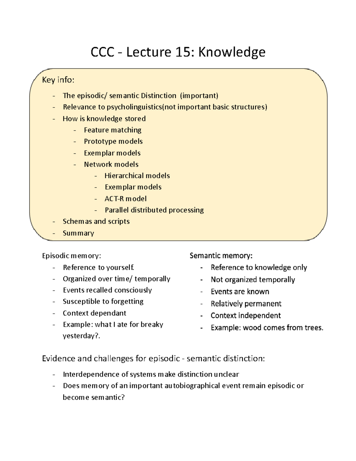 CCC - Lecture 15 Knowledge - CCC - Lecture 15: Knowledge Key info: The ...