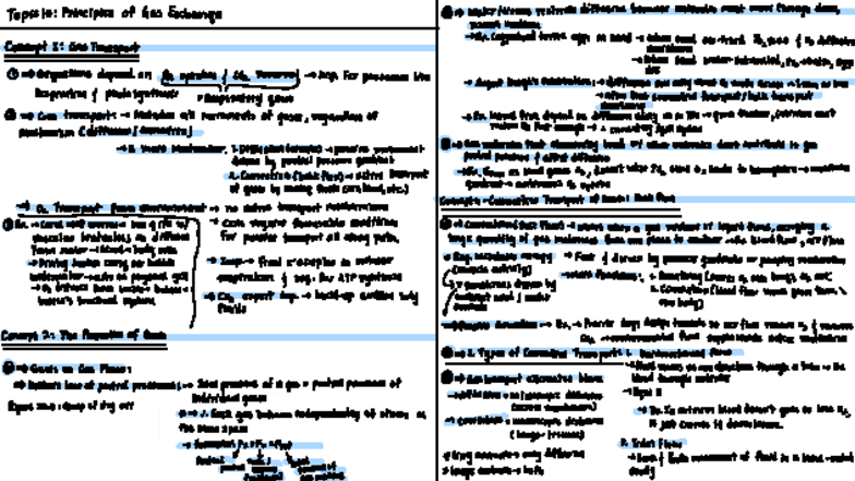 ORGO PHYS: Summary Notes on Gas Exchange Principles and Transport - Studocu