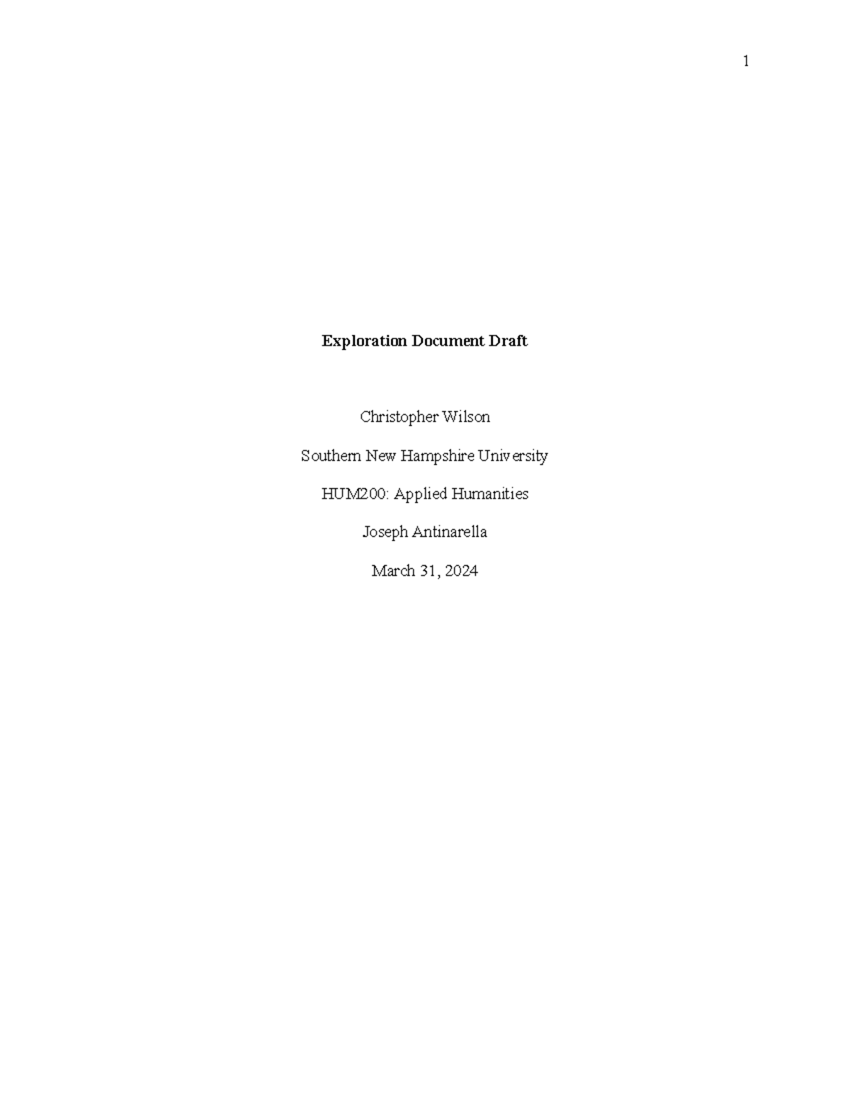 HUM200: Applied Humanities - Exploration Document Rough Draft - Studocu