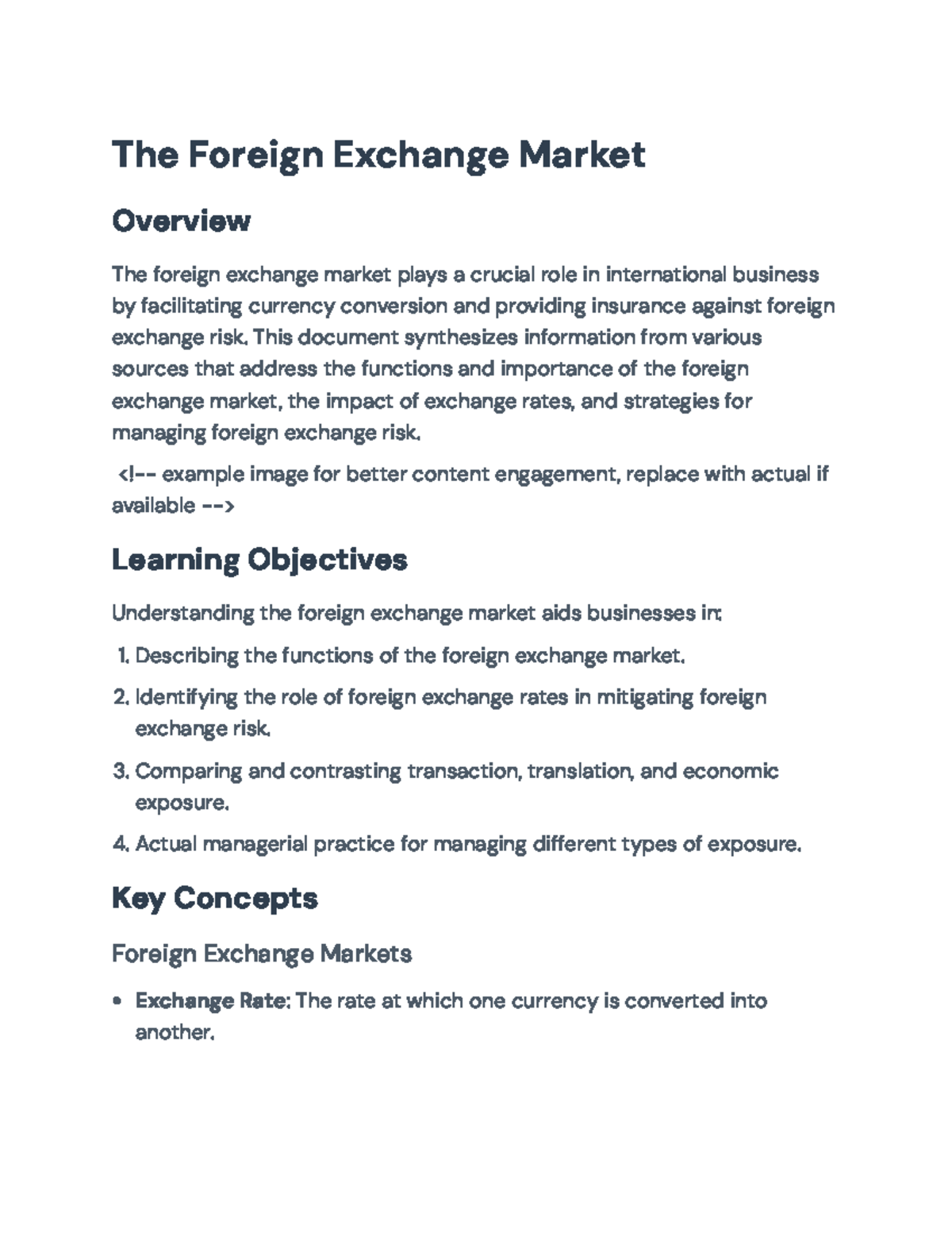 Foreign Exchange Market Overview and Risk Management Strategies - The ...