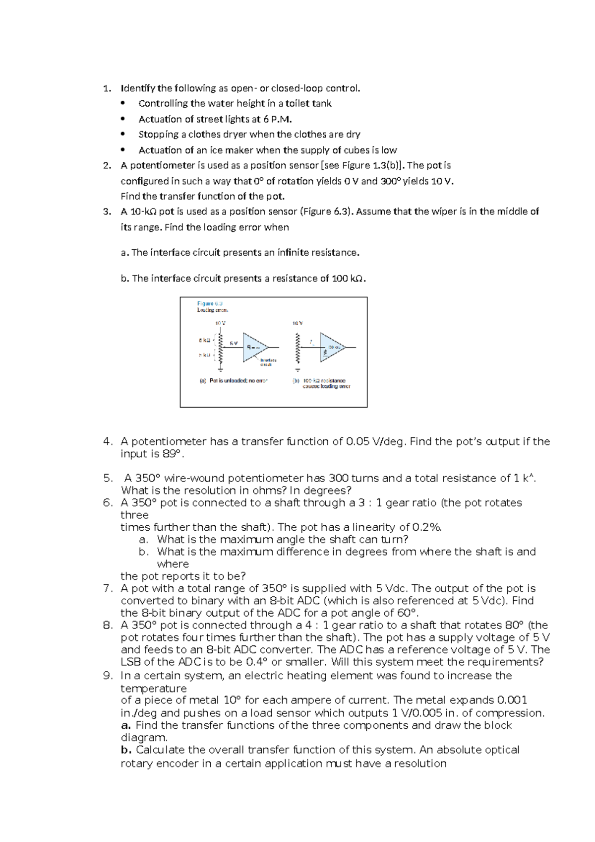 Mechatronics A: Potentiometer Control Systems & Transfer Functions ...