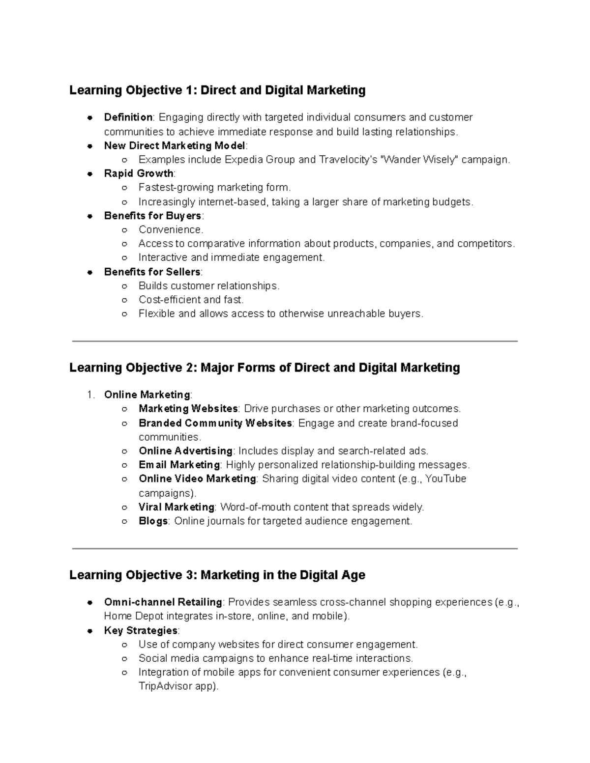 Final Exam - POM - Direct and Digital Marketing Insights - Studocu