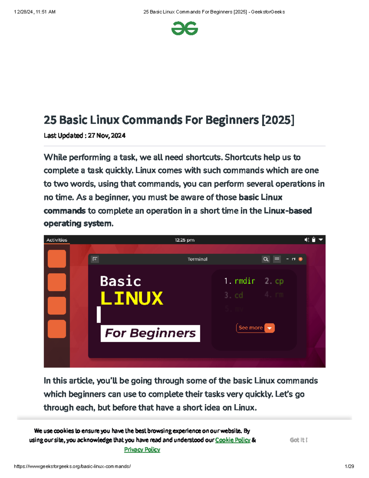 Basic Linux Commands - Summary Computer Science and Applications (BSc ...
