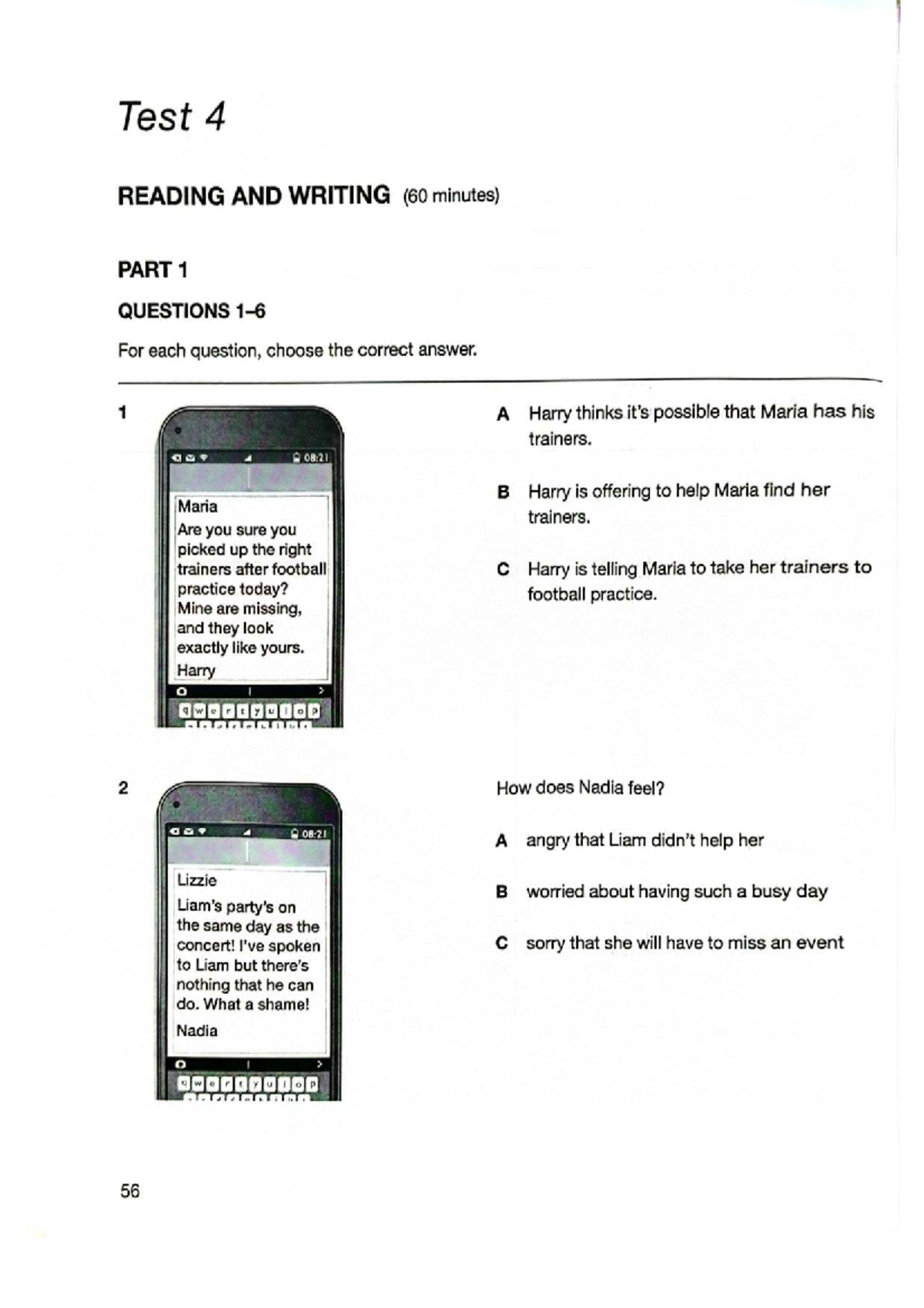 KET3-TEST4: Reading and Writing Practice Questions and Answers - Studocu