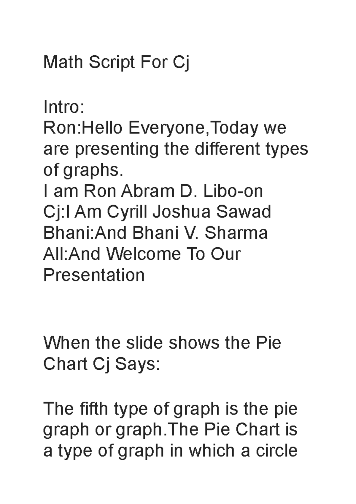 Math Presentation Notes: Types of Graphs for CJ Course 240414 - Studocu
