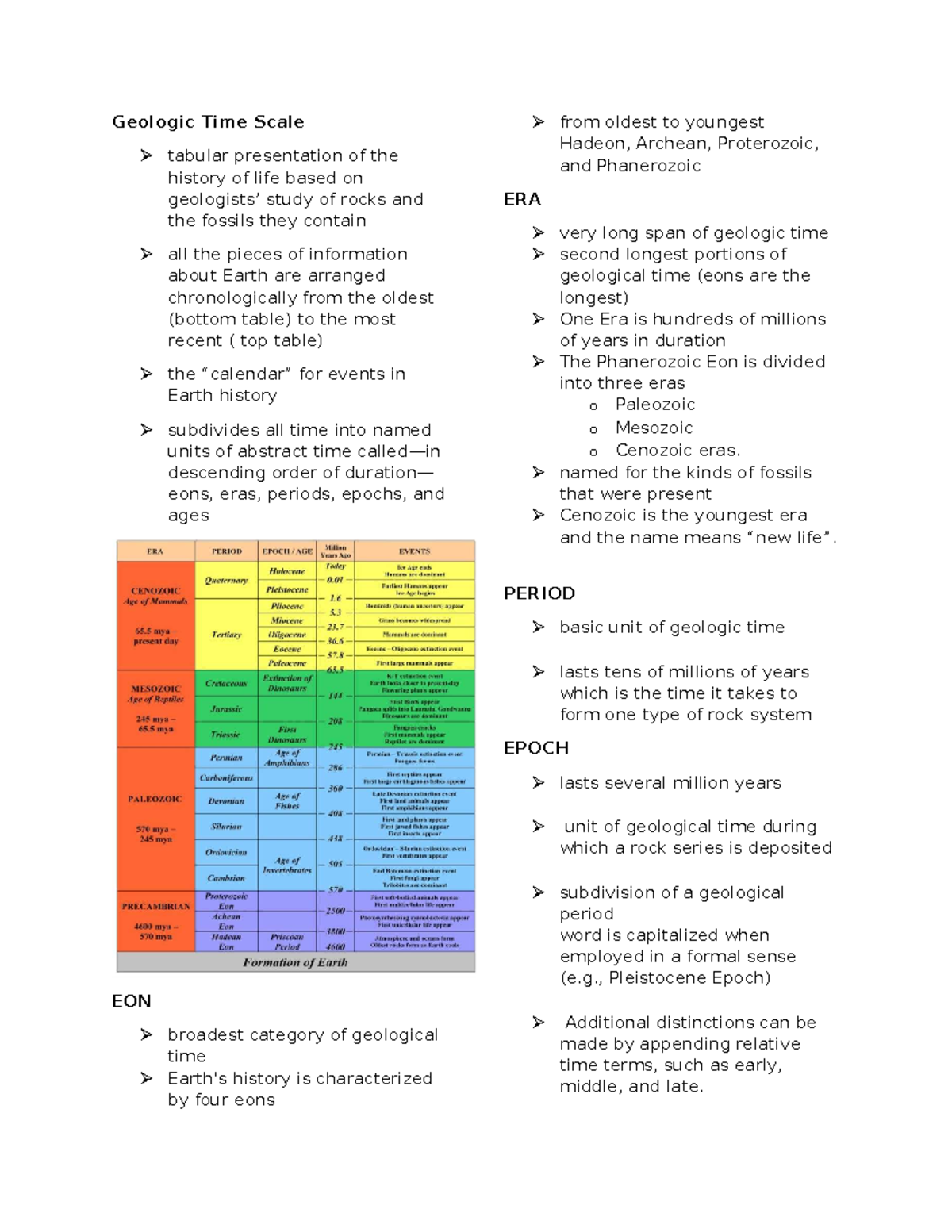 Biology 101: Geologic Time Scale & Evolutionary Mechanisms Review - Studocu