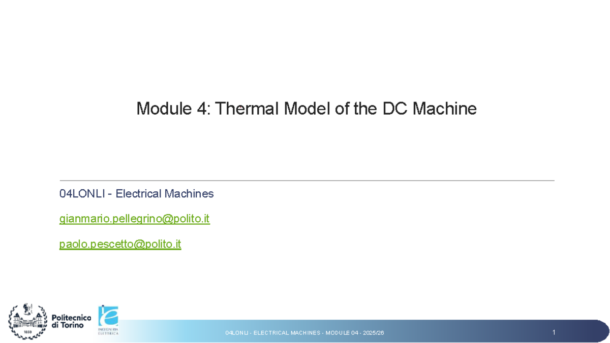 MOD04: Thermal Model of DC Machines - Key Concepts and Applications ...