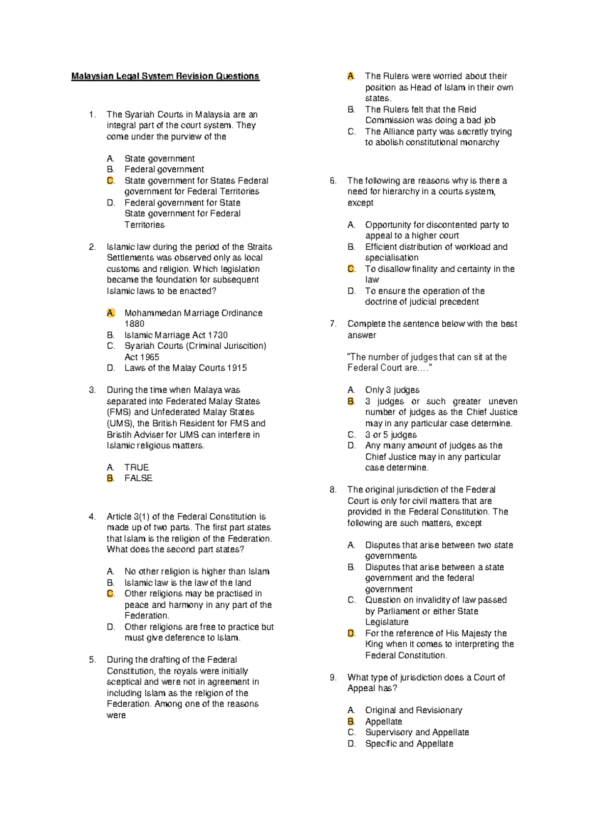 MLS Revision Questions for [LAST DAY OF Class] - Studocu