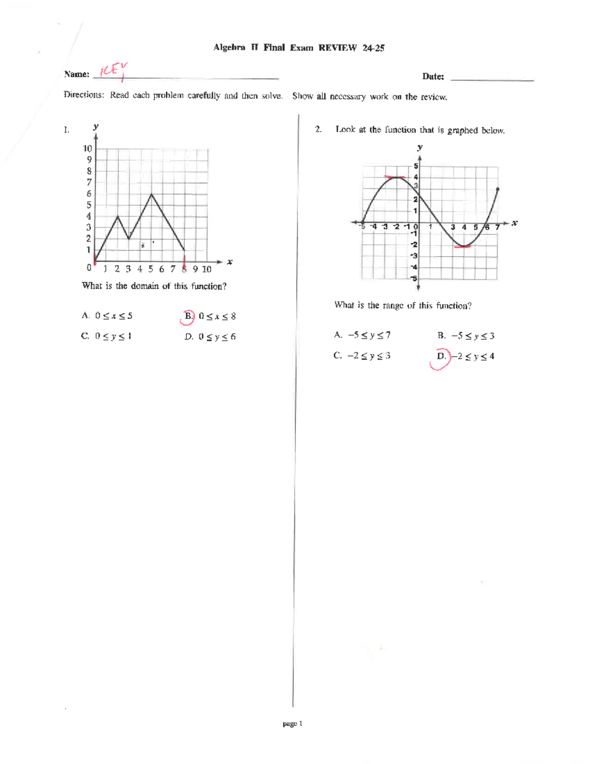 Algebra II Final Exam REVIEW (Course Code: MATH 201) - Studocu