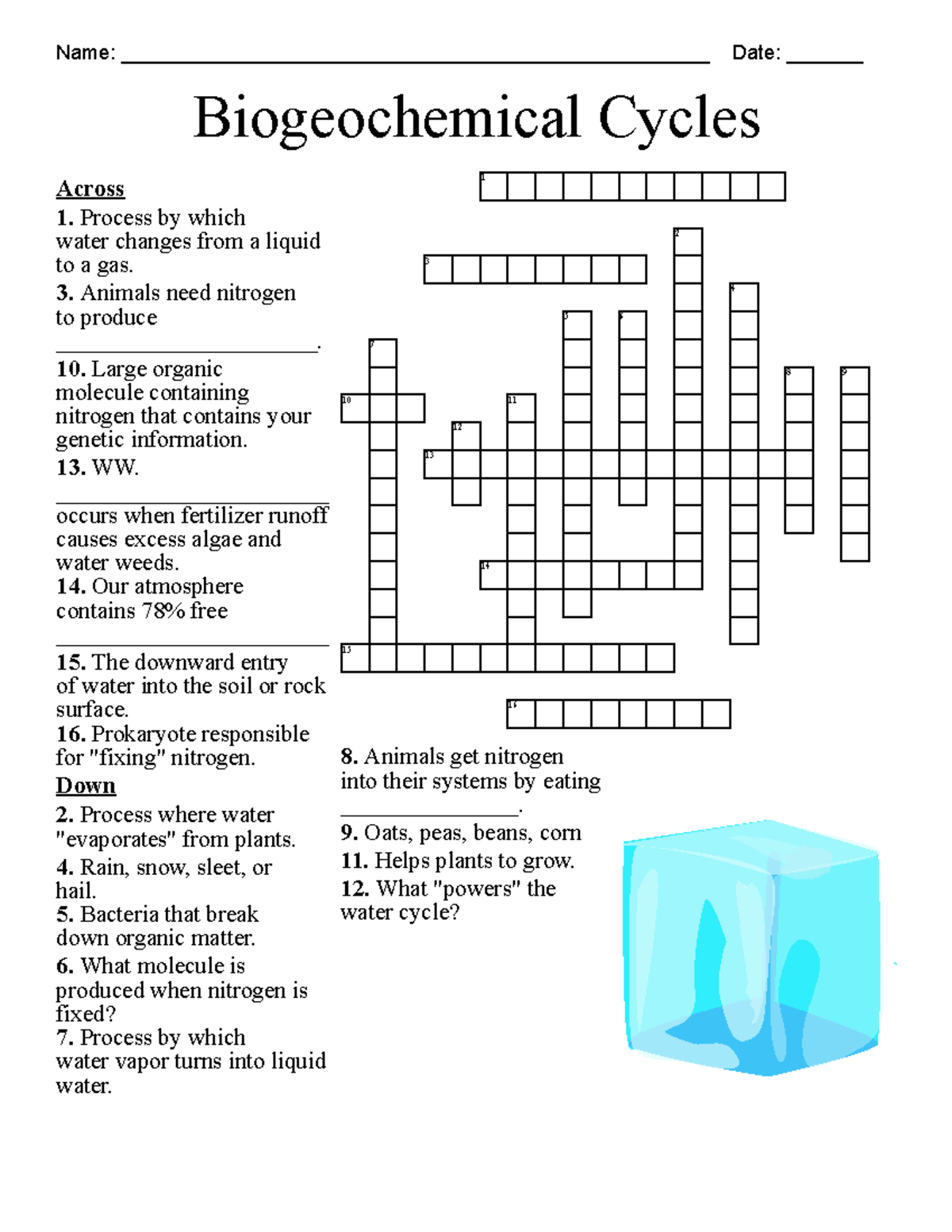 Biogeochemical Cycles Crossword Puzzle Guide - Studocu