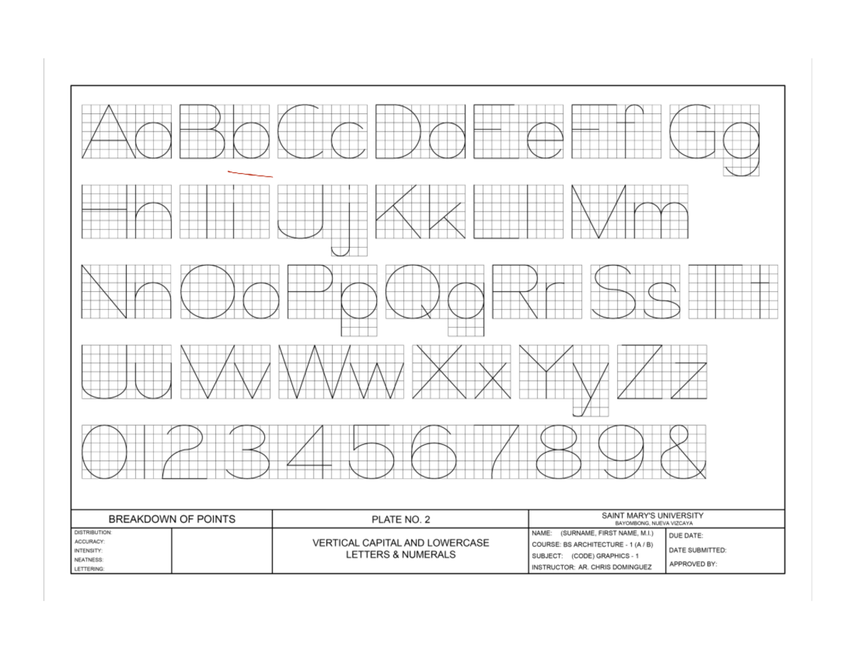 BS ARCH 1 (A/B) Graphics 1 - Vertical Lettering Breakdown - Plate 2 ...