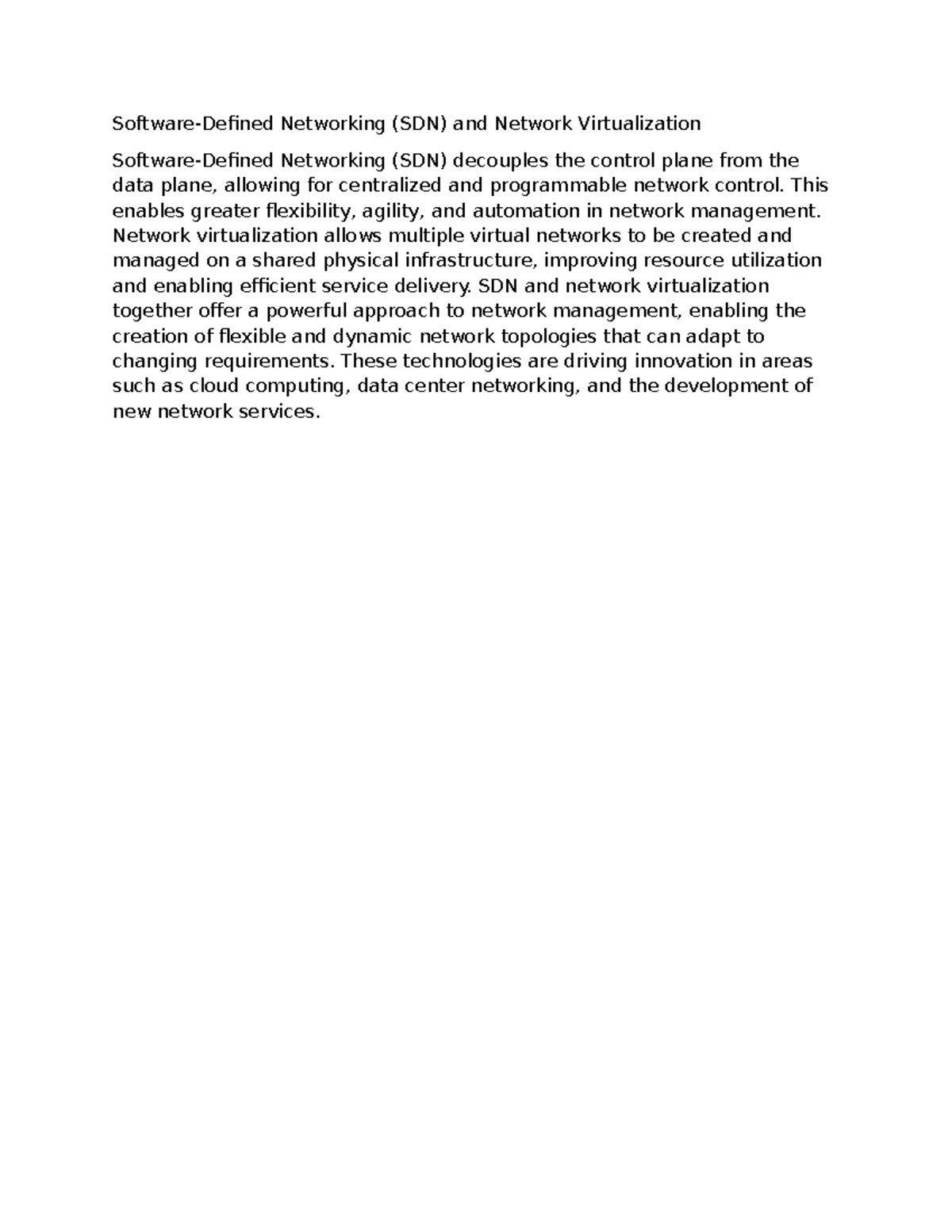 Software-Defined Networking (SDN) and Network Virtualization - Software ...