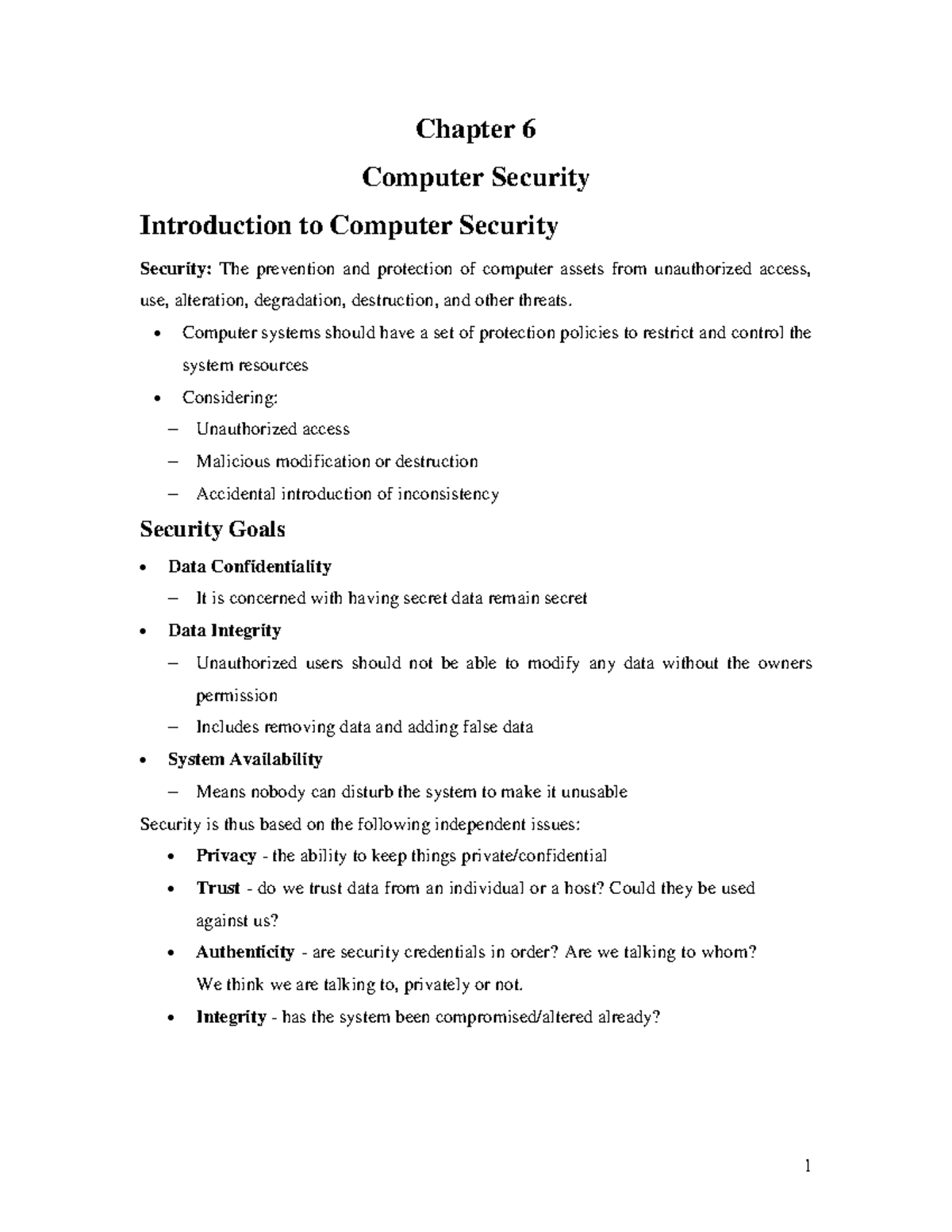 Chapter 6: Introduction to Computer Security - Protection Strategies ...