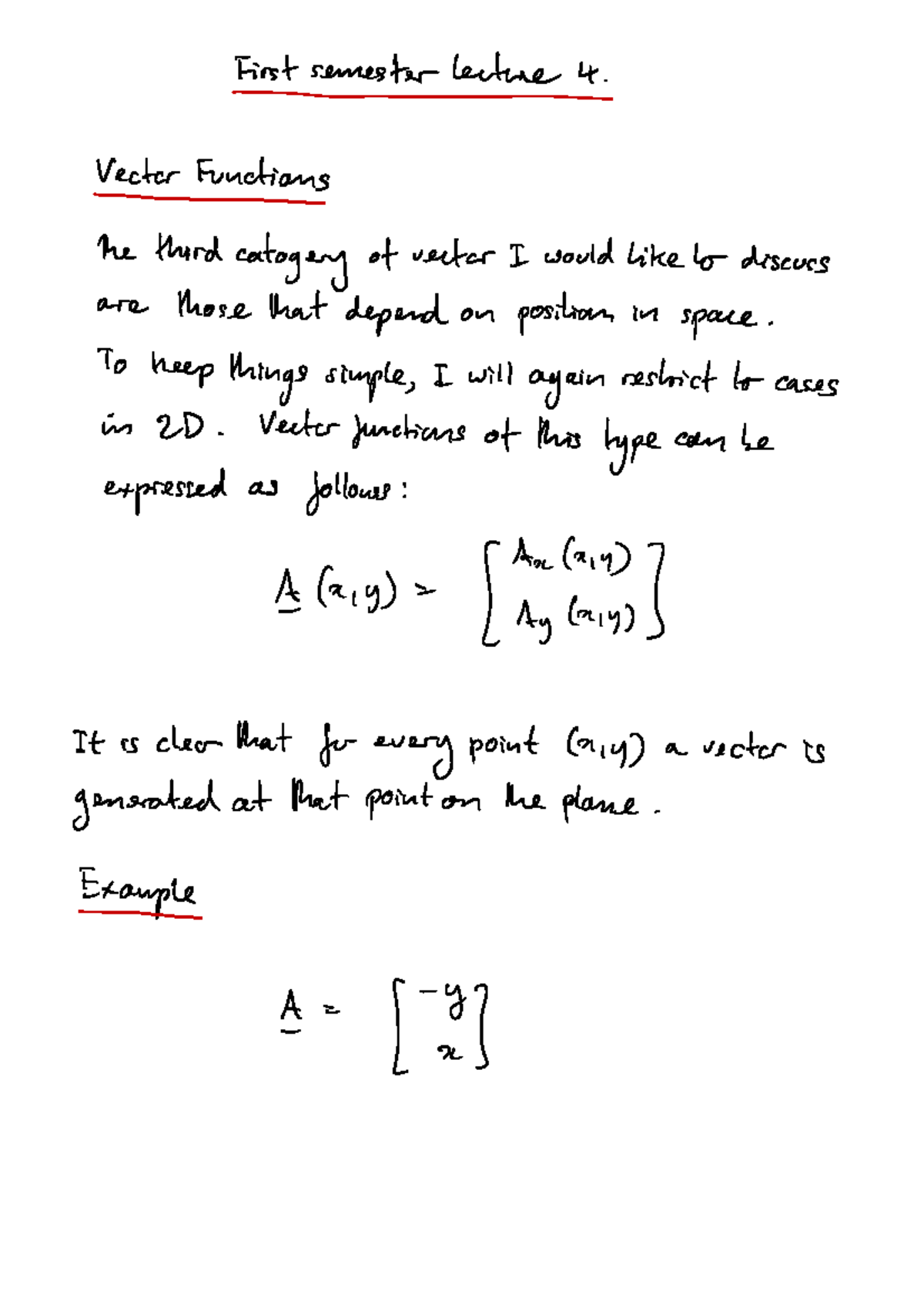 Lecture 4: Vector Functions in 2D - Studocu